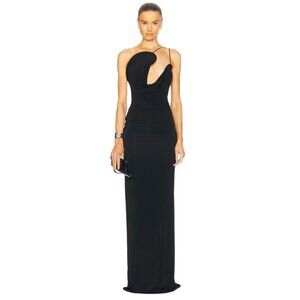 Christopher Esber Wave Coil Dress in Black 2 New Womens Maxi Gown